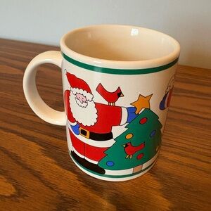 Coco Dowley Vintage Ceramic Mug with Handle Christmas Santa Reindeer Bunny Tree
